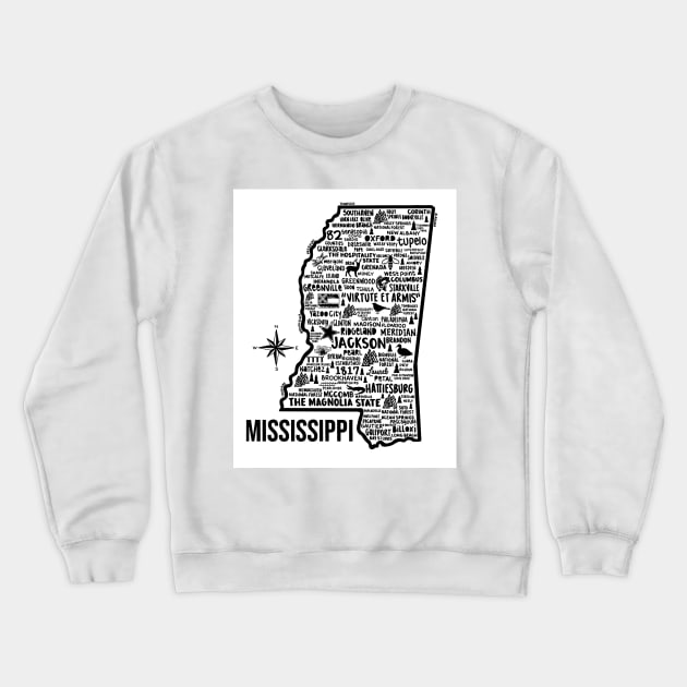 Mississippi Map Crewneck Sweatshirt by fiberandgloss